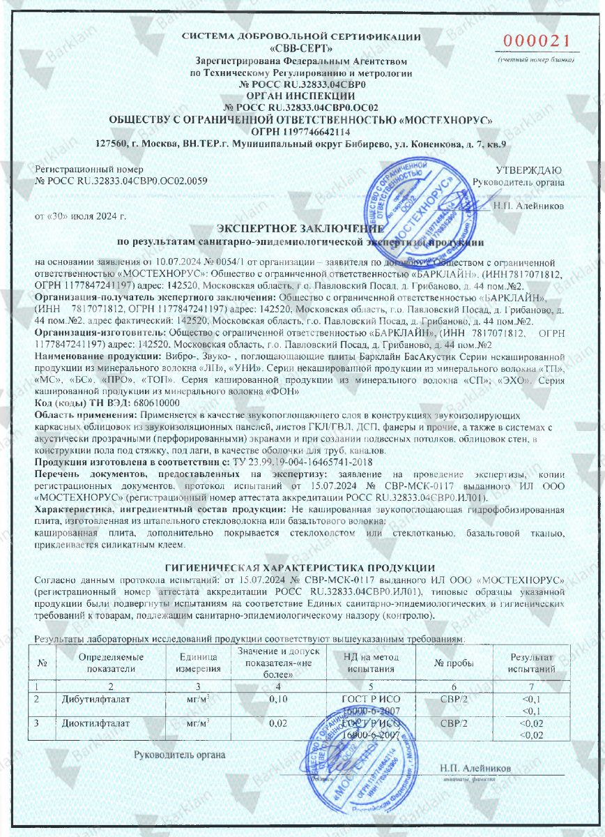 Сертификат_БасАкустик_санэпид заключение