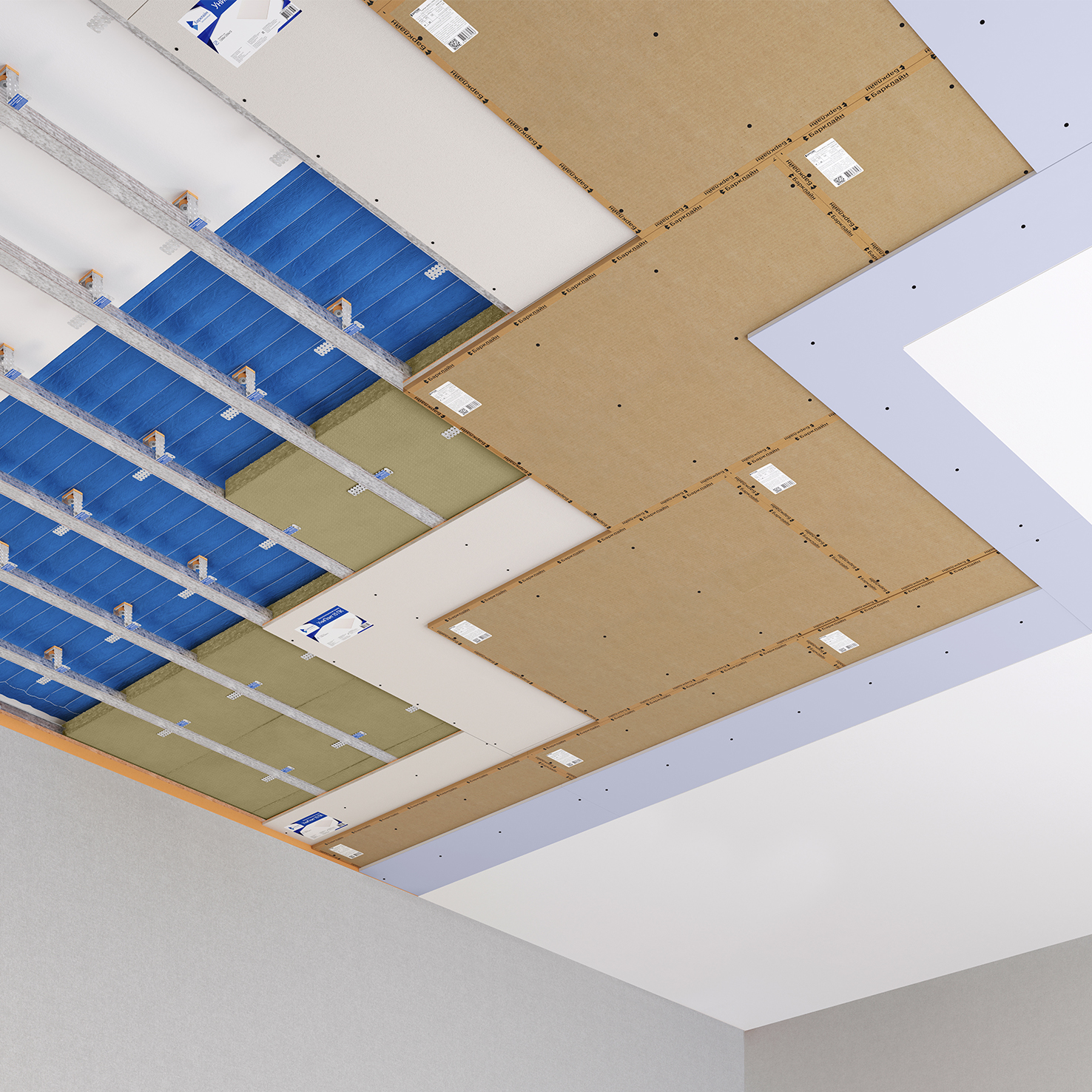 Каркасная система звукоизоляции потолка «Барклайн Премиум Кварц»